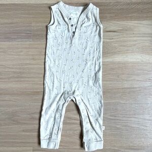 Petite Cream Floral Sleeveless Snap Romper by Little Planet Organics